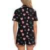 image:imageSWOMOG Womens Button Down Pajamas Set Short Sleeve Sleepwear Bride Soft Pj Lounge Sets XS3XLBlack Pink Heart