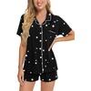 image:imageSWOMOG Womens Button Down Pajamas Set Short Sleeve Sleepwear Bride Soft Pj Lounge Sets XS3XLBlack Star
