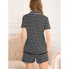 image:imageSWOMOG Womens Button Down Pajamas Set Short Sleeve Sleepwear Bride Soft Pj Lounge Sets XS3XLBlack Strip
