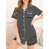 image:imageSWOMOG Womens Button Down Pajamas Set Short Sleeve Sleepwear Bride Soft Pj Lounge Sets XS3XLBlack Strip