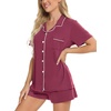 image:imageSWOMOG Womens Button Down Pajamas Set Short Sleeve Sleepwear Bride Soft Pj Lounge Sets XS3XLBurgundy