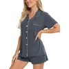 image:imageSWOMOG Womens Button Down Pajamas Set Short Sleeve Sleepwear Bride Soft Pj Lounge Sets XS3XLCharcoal