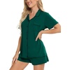 image:imageSWOMOG Womens Button Down Pajamas Set Short Sleeve Sleepwear Bride Soft Pj Lounge Sets XS3XLChristmas Green