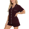 image:imageSWOMOG Womens Button Down Pajamas Set Short Sleeve Sleepwear Bride Soft Pj Lounge Sets XS3XLDeep Grape Purple