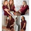 image:imageSWOMOG Womens Button Down Pajamas Set Short Sleeve Sleepwear Bride Soft Pj Lounge Sets XS3XLDeep Wine Red