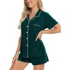 image:imageSWOMOG Womens Button Down Pajamas Set Short Sleeve Sleepwear Bride Soft Pj Lounge Sets XS3XLEmerald