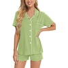 image:imageSWOMOG Womens Button Down Pajamas Set Short Sleeve Sleepwear Bride Soft Pj Lounge Sets XS3XLGrass Green
