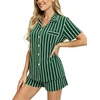 image:imageSWOMOG Womens Button Down Pajamas Set Short Sleeve Sleepwear Bride Soft Pj Lounge Sets XS3XLGreen Feature Stripe
