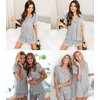 image:imageSWOMOG Womens Button Down Pajamas Set Short Sleeve Sleepwear Bride Soft Pj Lounge Sets XS3XLGrey Piping Trim