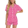 image:imageSWOMOG Womens Button Down Pajamas Set Short Sleeve Sleepwear Bride Soft Pj Lounge Sets XS3XLHot Pink Leopard