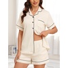 image:imageSWOMOG Womens Button Down Pajamas Set Short Sleeve Sleepwear Bride Soft Pj Lounge Sets XS3XLLight Apricot1