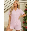 image:imageSWOMOG Womens Button Down Pajamas Set Short Sleeve Sleepwear Bride Soft Pj Lounge Sets XS3XLLight Pink1