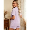 image:imageSWOMOG Womens Button Down Pajamas Set Short Sleeve Sleepwear Bride Soft Pj Lounge Sets XS3XLLight Purple