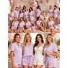 image:imageSWOMOG Womens Button Down Pajamas Set Short Sleeve Sleepwear Bride Soft Pj Lounge Sets XS3XLLight Purple