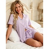 image:imageSWOMOG Womens Button Down Pajamas Set Short Sleeve Sleepwear Bride Soft Pj Lounge Sets XS3XLLight Purple