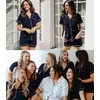 image:imageSWOMOG Womens Button Down Pajamas Set Short Sleeve Sleepwear Bride Soft Pj Lounge Sets XS3XLNavy Blue White