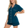 image:imageSWOMOG Womens Button Down Pajamas Set Short Sleeve Sleepwear Bride Soft Pj Lounge Sets XS3XLOxford Blue