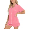 image:imageSWOMOG Womens Button Down Pajamas Set Short Sleeve Sleepwear Bride Soft Pj Lounge Sets XS3XLPeach Pink