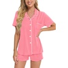 image:imageSWOMOG Womens Button Down Pajamas Set Short Sleeve Sleepwear Bride Soft Pj Lounge Sets XS3XLPeach Pink