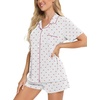 image:imageSWOMOG Womens Button Down Pajamas Set Short Sleeve Sleepwear Bride Soft Pj Lounge Sets XS3XLPink Polka Dot Hearts