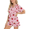 image:imageSWOMOG Womens Button Down Pajamas Set Short Sleeve Sleepwear Bride Soft Pj Lounge Sets XS3XLPink Strawberry