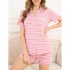 image:imageSWOMOG Womens Button Down Pajamas Set Short Sleeve Sleepwear Bride Soft Pj Lounge Sets XS3XLPink Strip