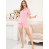 image:imageSWOMOG Womens Button Down Pajamas Set Short Sleeve Sleepwear Bride Soft Pj Lounge Sets XS3XLPink Strip