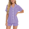 image:imageSWOMOG Womens Button Down Pajamas Set Short Sleeve Sleepwear Bride Soft Pj Lounge Sets XS3XLPurple