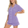 image:imageSWOMOG Womens Button Down Pajamas Set Short Sleeve Sleepwear Bride Soft Pj Lounge Sets XS3XLPurple