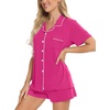 image:imageSWOMOG Womens Button Down Pajamas Set Short Sleeve Sleepwear Bride Soft Pj Lounge Sets XS3XLRose Red