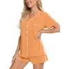 image:imageSWOMOG Womens Button Down Pajamas Set Short Sleeve Sleepwear Bride Soft Pj Lounge Sets XS3XLTangerine