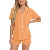image:imageSWOMOG Womens Button Down Pajamas Set Short Sleeve Sleepwear Bride Soft Pj Lounge Sets XS3XLTangerine