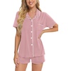 image:imageSWOMOG Womens Button Down Pajamas Set Short Sleeve Sleepwear Bride Soft Pj Lounge Sets XS3XLTaro Purple