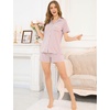 image:imageSWOMOG Womens Button Down Pajamas Set Short Sleeve Sleepwear Bride Soft Pj Lounge Sets XS3XLTaro Purple Strip