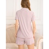 image:imageSWOMOG Womens Button Down Pajamas Set Short Sleeve Sleepwear Bride Soft Pj Lounge Sets XS3XLTaro Purple Strip