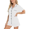image:imageSWOMOG Womens Button Down Pajamas Set Short Sleeve Sleepwear Bride Soft Pj Lounge Sets XS3XLWhite