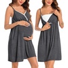 image:imageSWOMOG Womens Maternity Robe 2 Piece Nursing Nightgown for Breastfeeding 3 in 1 Labor Delivery Nursing Dress Lace BathrobeAdark Gray