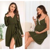 image:imageSWOMOG Womens Maternity Robe 2 Piece Nursing Nightgown for Breastfeeding 3 in 1 Labor Delivery Nursing Dress Lace BathrobeArmy Green