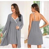 image:imageSWOMOG Womens Maternity Robe 2 Piece Nursing Nightgown for Breastfeeding 3 in 1 Labor Delivery Nursing Dress Lace BathrobeGrey