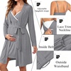 image:imageSWOMOG Womens Maternity Robe 2 Piece Nursing Nightgown for Breastfeeding 3 in 1 Labor Delivery Nursing Dress Lace BathrobeGrey