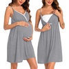 image:imageSWOMOG Womens Maternity Robe 2 Piece Nursing Nightgown for Breastfeeding 3 in 1 Labor Delivery Nursing Dress Lace BathrobeGrey