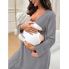 image:imageSWOMOG Womens Maternity Robe 2 Piece Nursing Nightgown for Breastfeeding 3 in 1 Labor Delivery Nursing Dress Lace BathrobeGrey