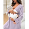 image:imageSWOMOG Womens Maternity Robe 2 Piece Nursing Nightgown for Breastfeeding 3 in 1 Labor Delivery Nursing Dress Lace BathrobeLilac
