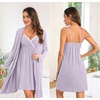 image:imageSWOMOG Womens Maternity Robe 2 Piece Nursing Nightgown for Breastfeeding 3 in 1 Labor Delivery Nursing Dress Lace BathrobeLilac