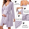 image:imageSWOMOG Womens Maternity Robe 2 Piece Nursing Nightgown for Breastfeeding 3 in 1 Labor Delivery Nursing Dress Lace BathrobeLilac