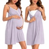 image:imageSWOMOG Womens Maternity Robe 2 Piece Nursing Nightgown for Breastfeeding 3 in 1 Labor Delivery Nursing Dress Lace BathrobeLilac