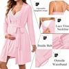 image:imageSWOMOG Womens Maternity Robe 2 Piece Nursing Nightgown for Breastfeeding 3 in 1 Labor Delivery Nursing Dress Lace BathrobePink