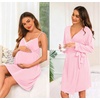 image:imageSWOMOG Womens Maternity Robe 2 Piece Nursing Nightgown for Breastfeeding 3 in 1 Labor Delivery Nursing Dress Lace BathrobePink