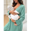 image:imageSWOMOG Womens Maternity Robe 2 Piece Nursing Nightgown for Breastfeeding 3 in 1 Labor Delivery Nursing Dress Lace BathrobeSage Green