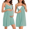 image:imageSWOMOG Womens Maternity Robe 2 Piece Nursing Nightgown for Breastfeeding 3 in 1 Labor Delivery Nursing Dress Lace BathrobeSage Green
